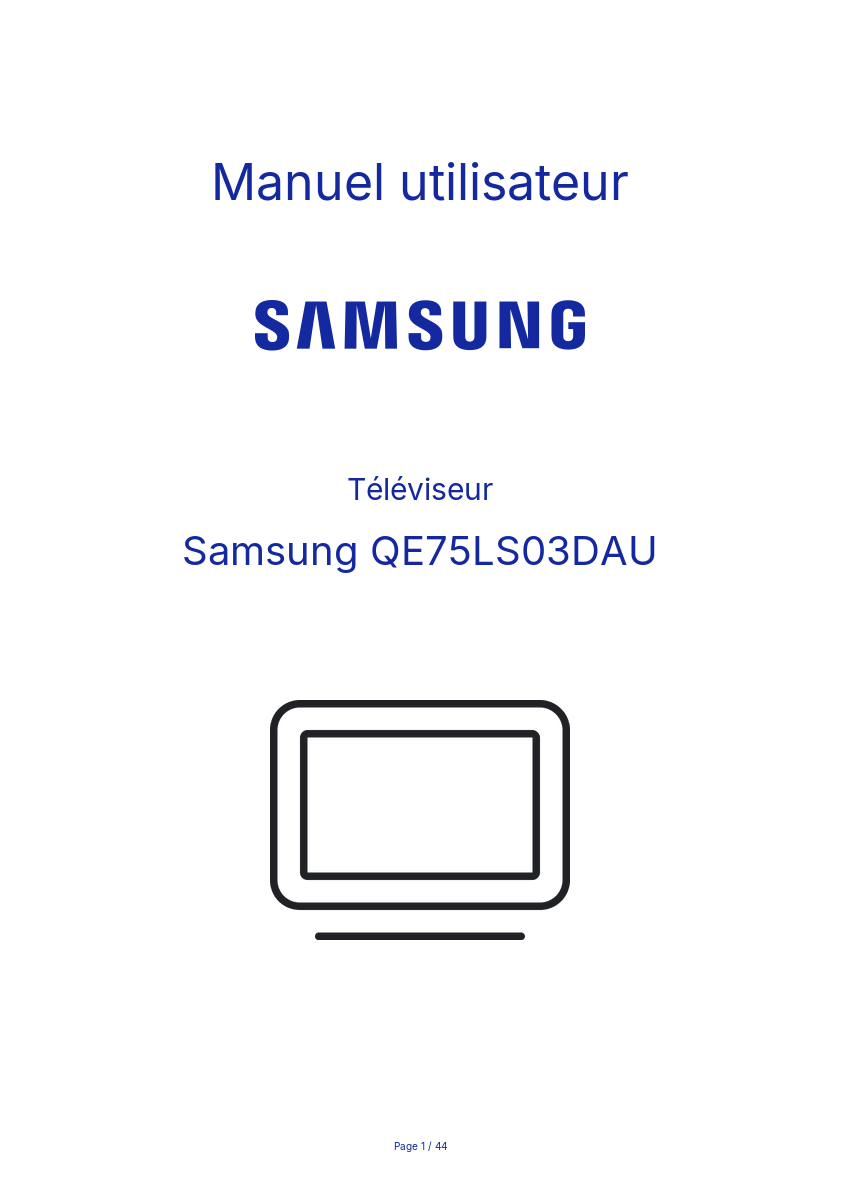 Page n°1 - Manuel utilisateur Samsung QE75LS03DAU