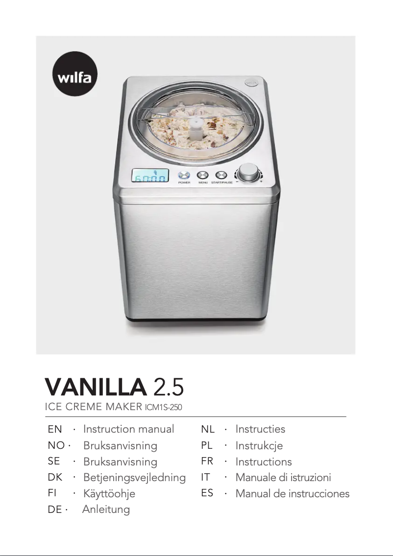 Image de la première page du manuel de l'appareil Vanilla 2.5 ICM1S-250