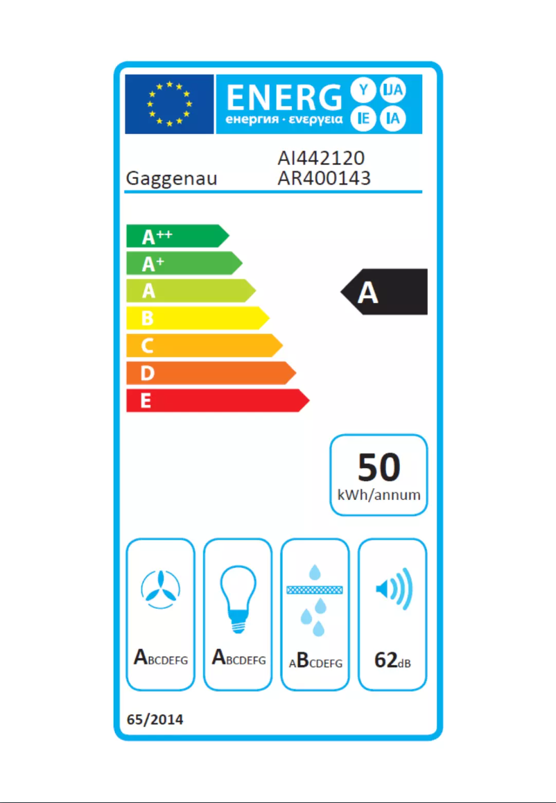 Page 1 de la notice Label énergétique Gaggenau AI442120