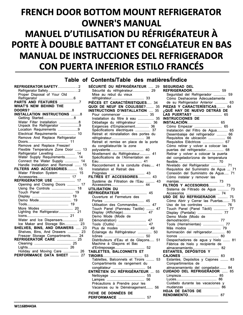 Page 1 de la notice Manuel utilisateur KitchenAid KRQC736RPS