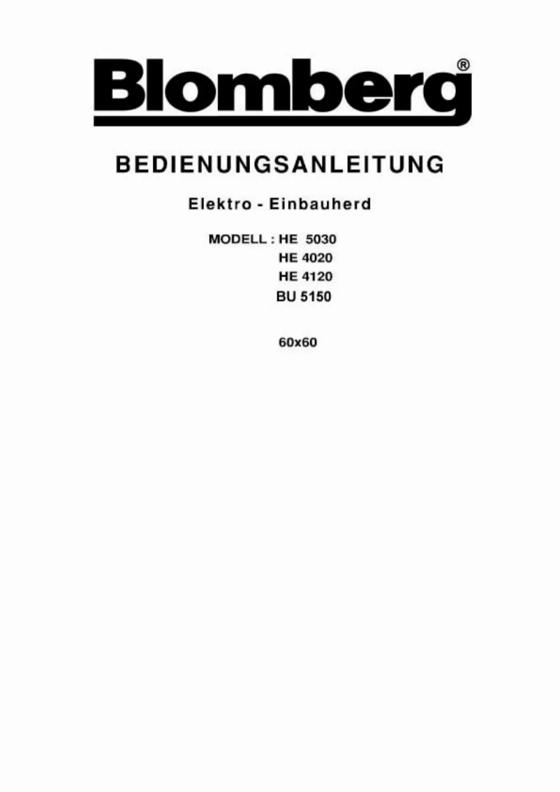 Page n°1 - Manuel utilisateur Blomberg HE 4120