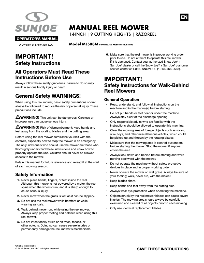 Image de la première page du manuel de l'appareil MJ503M