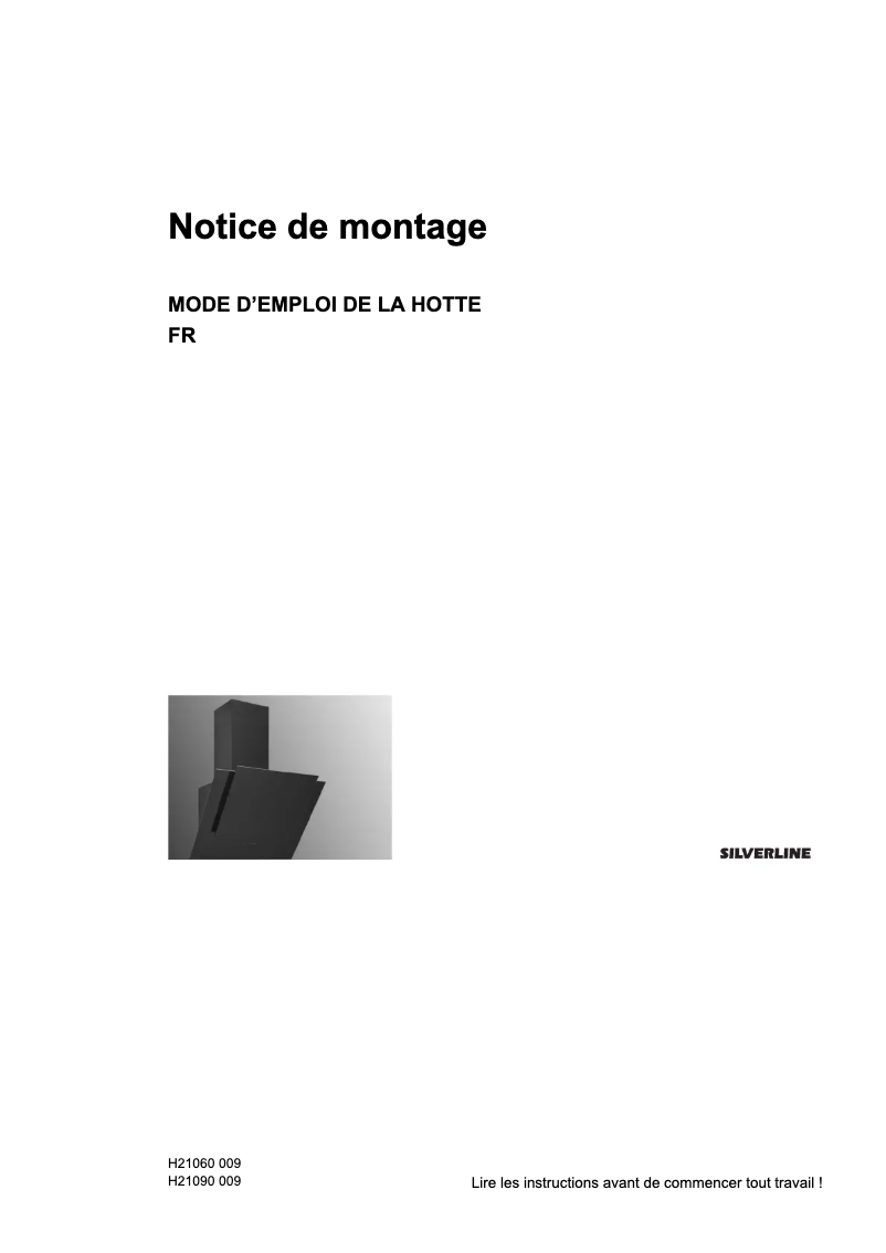 Page n°1 - Manuel utilisateur Silverline H21060 009