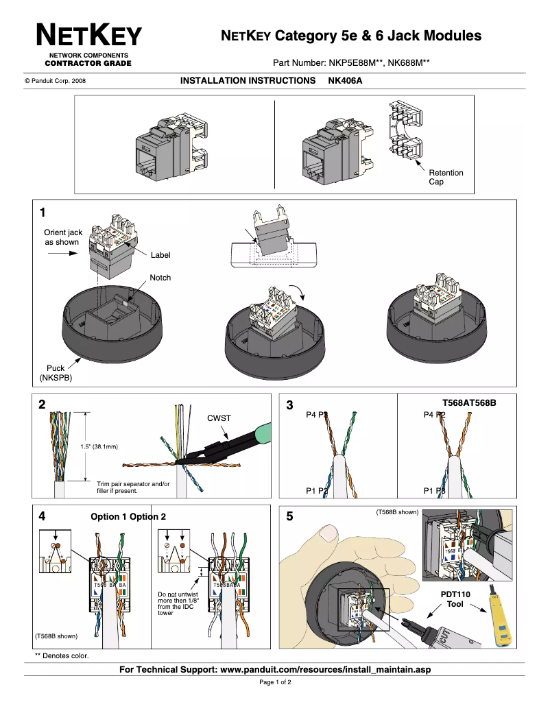 Página 1 del manual Manual de usuario Panduit NKP5E88MBL