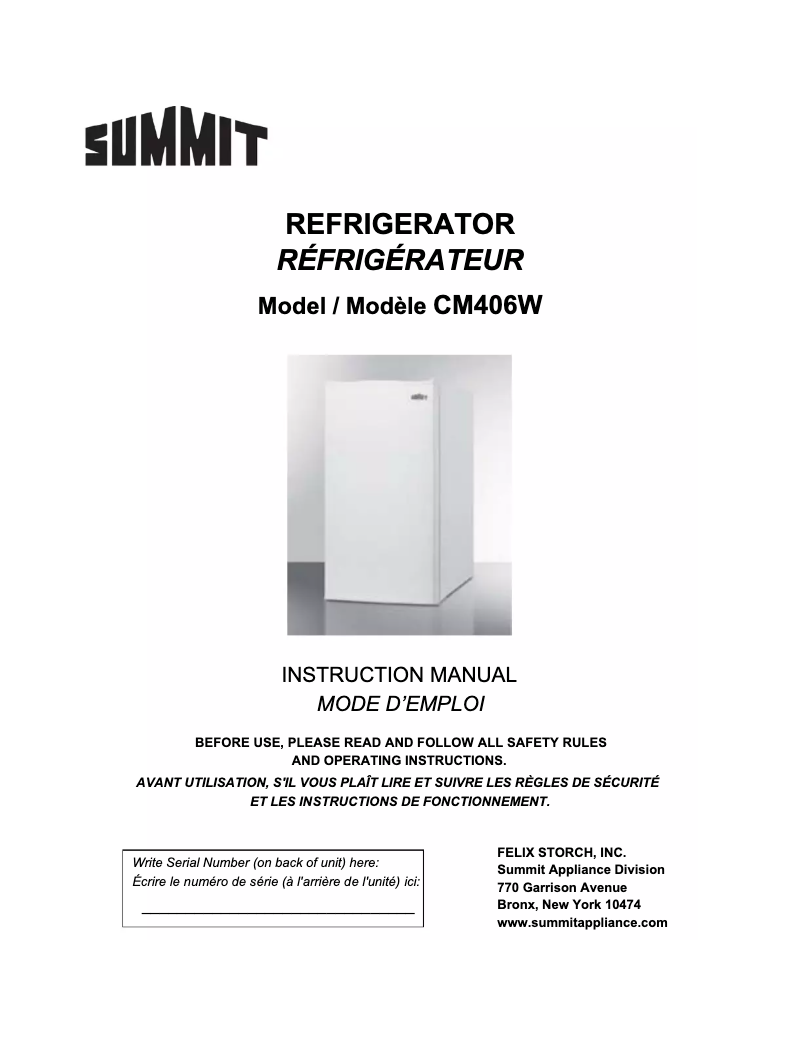 Page 1 de la notice Guide d'installation Summit CM406W