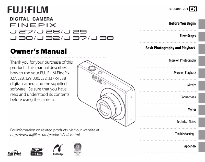 Page n°1 - Manuel utilisateur Fujifilm FinePix J37