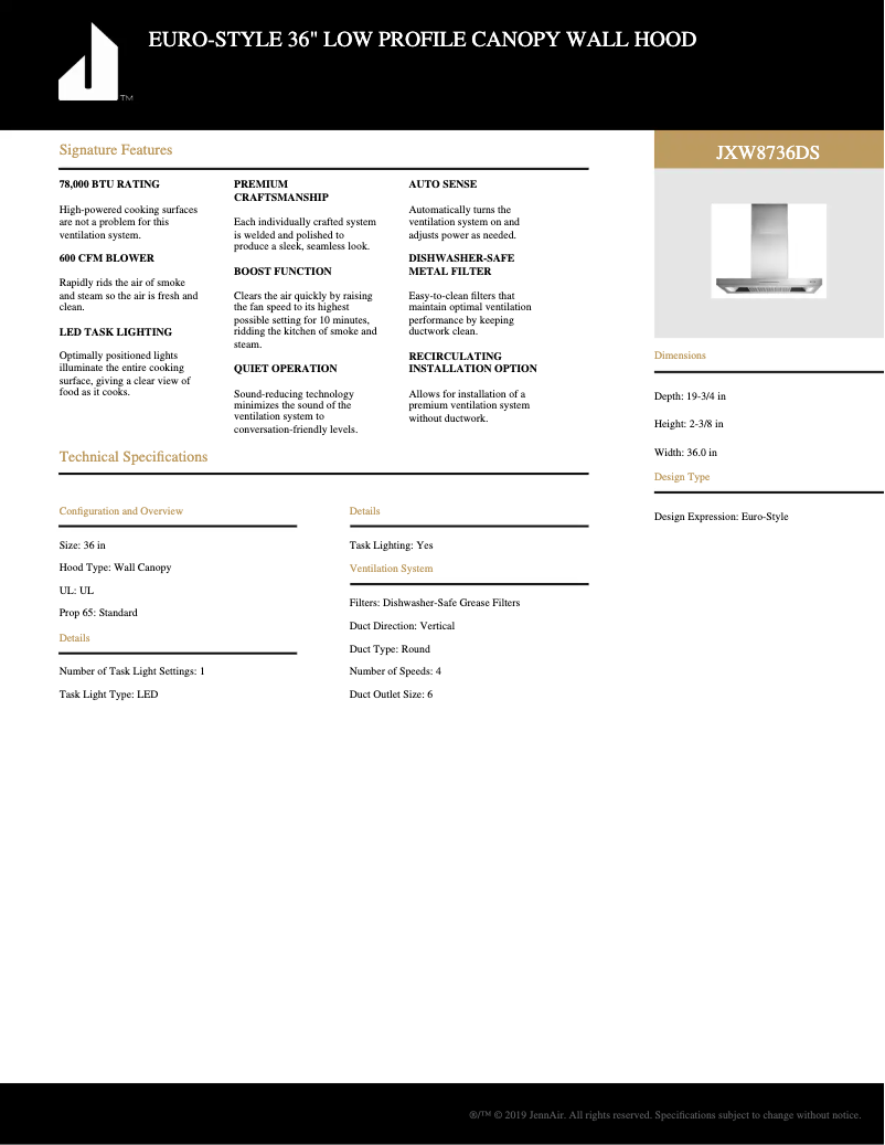 Image de la première page du manuel de l'appareil JXW8736DS