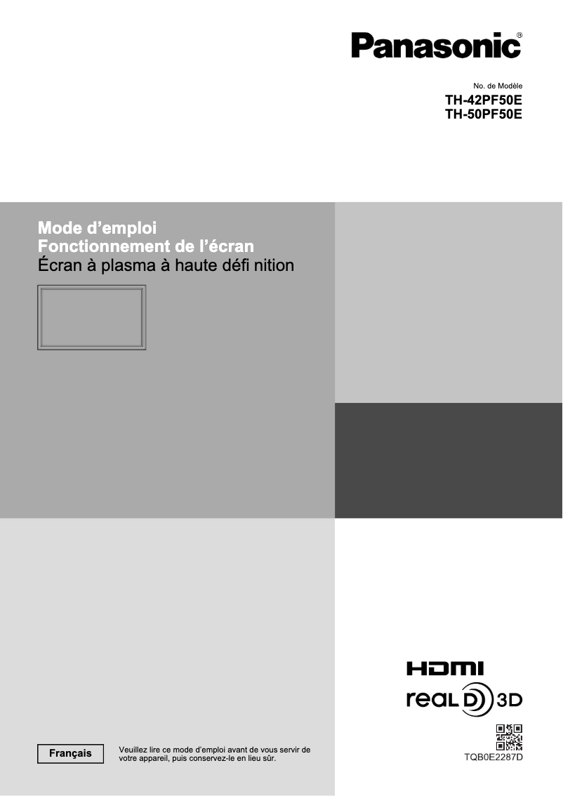 Imagen de la primera página del manual del dispositivo TH-50PF50E