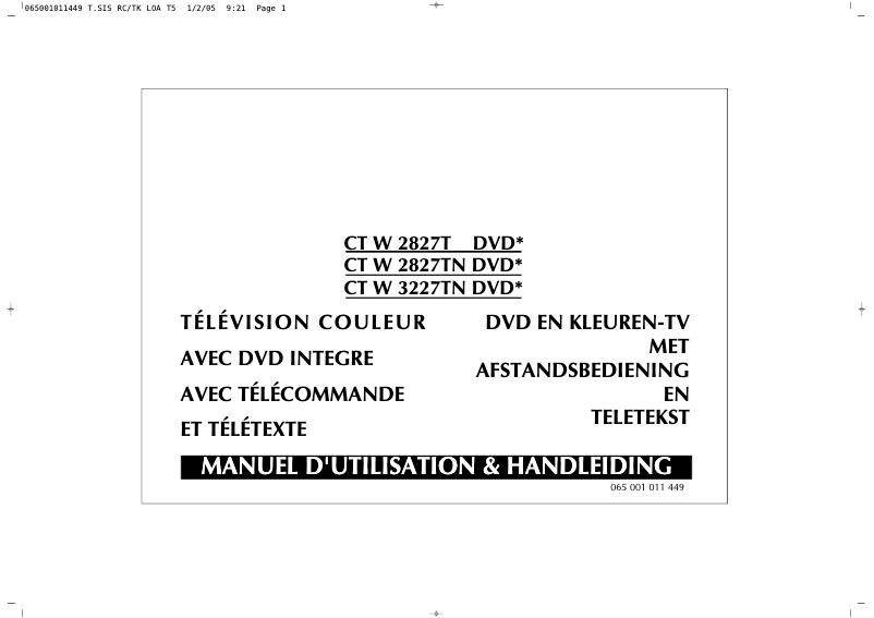 Page n°1 - Manuel utilisateur Finlux CTW2827TN DVD