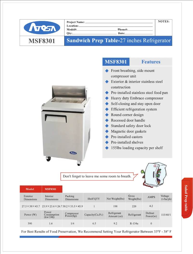 Página 1 del manual Manual de uso y mantenimiento Atosa MSF8301