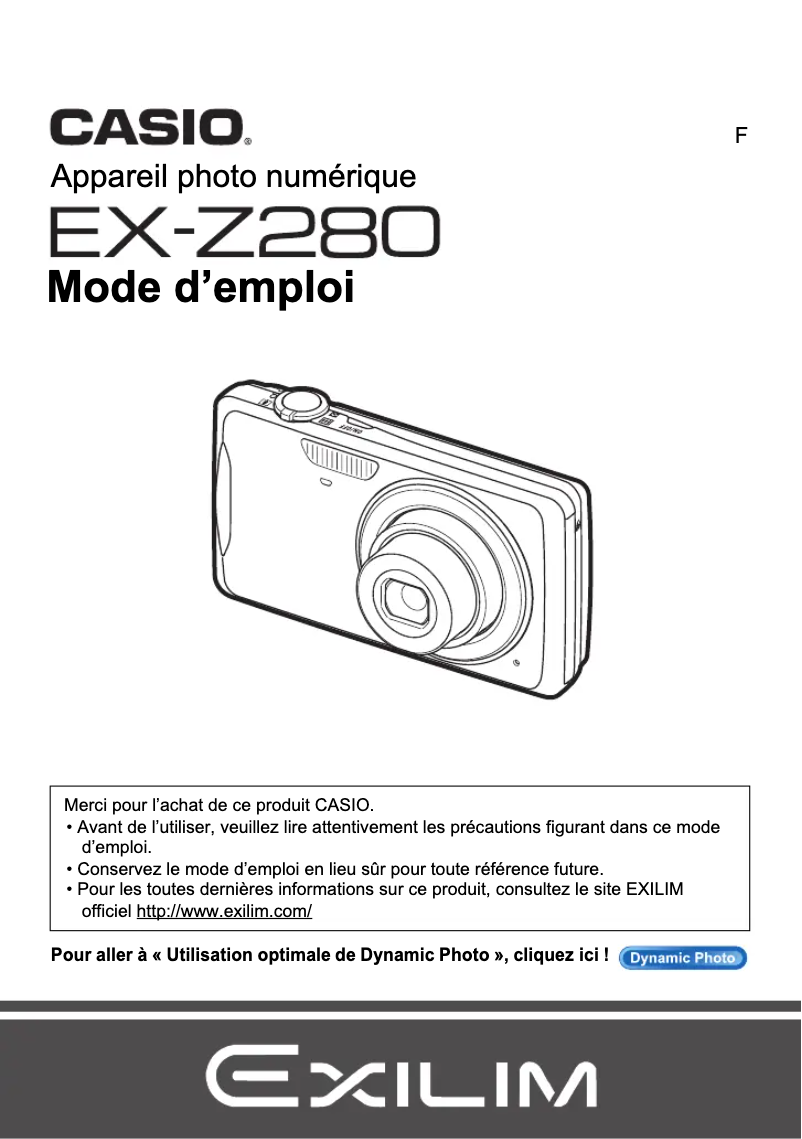 Page n°1 - Manuel utilisateur Casio Exilim EX-Z280