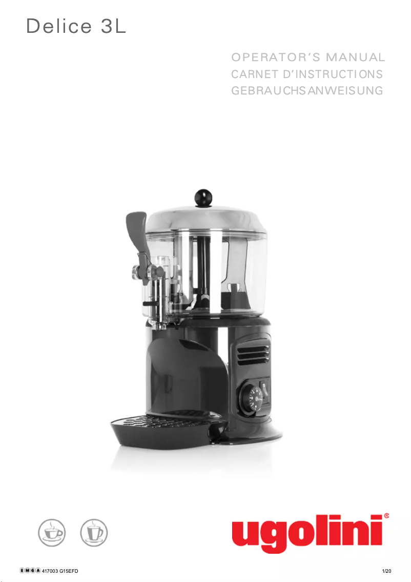 Page 1 de la notice Manuel utilisateur Ugolini Delice 3L
