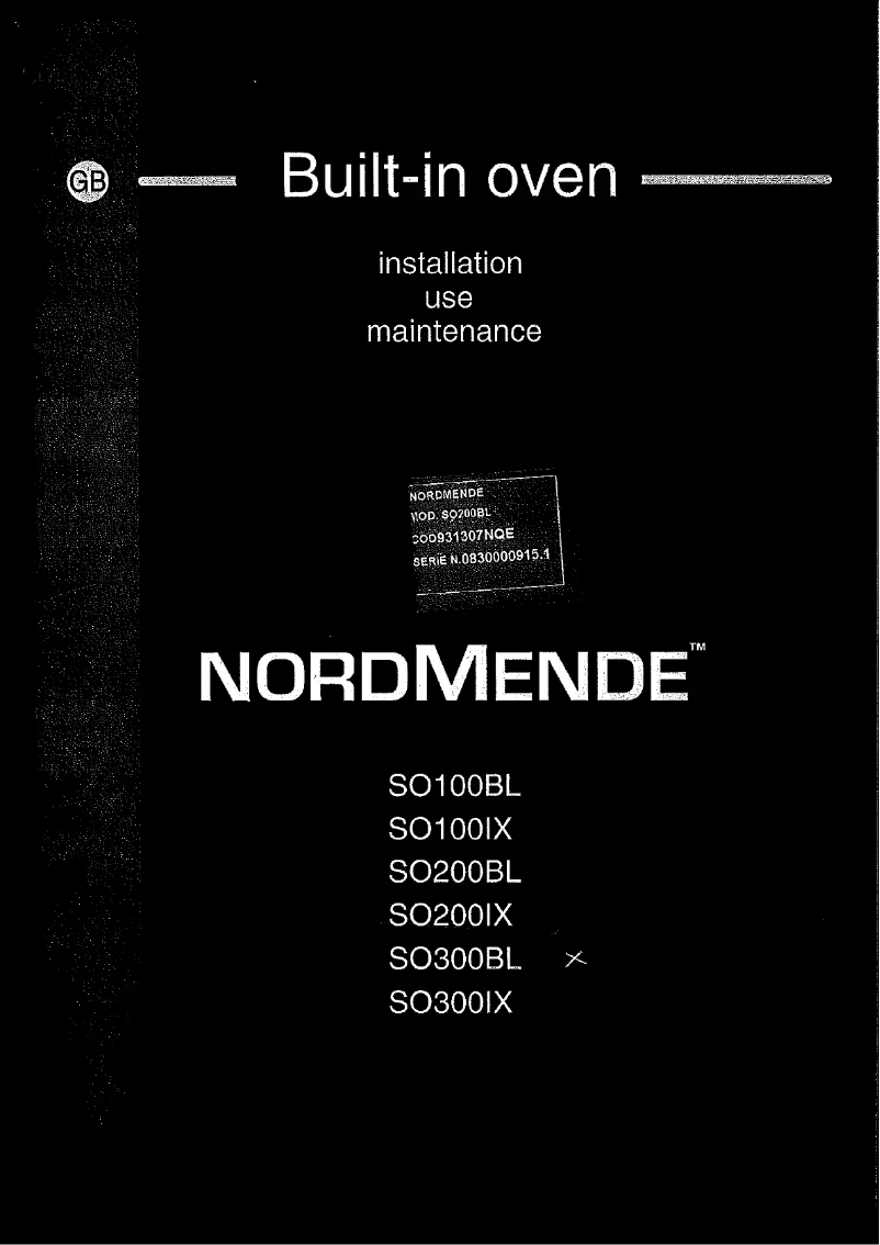 Page n°1 - Manuel utilisateur Nordmende SO100IX