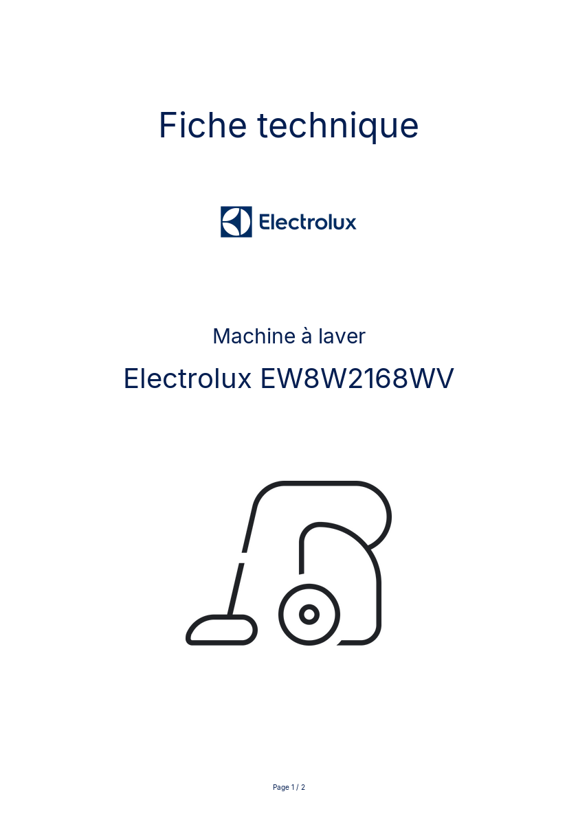 Image de la première page du manuel de l'appareil EW8W2168WV