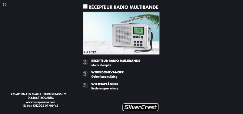 Page n°1 - Manuel utilisateur SilverCrest KH 2022
