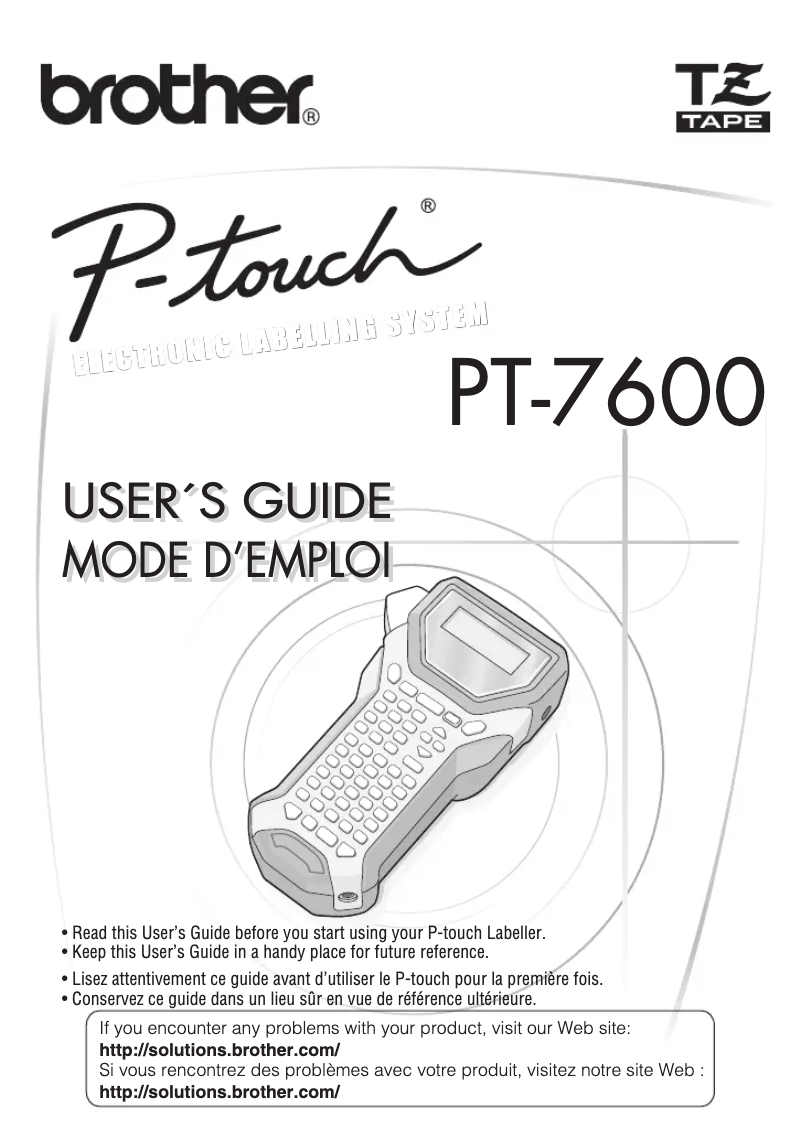 Page 1 de la notice Manuel utilisateur Brother PT-7600
