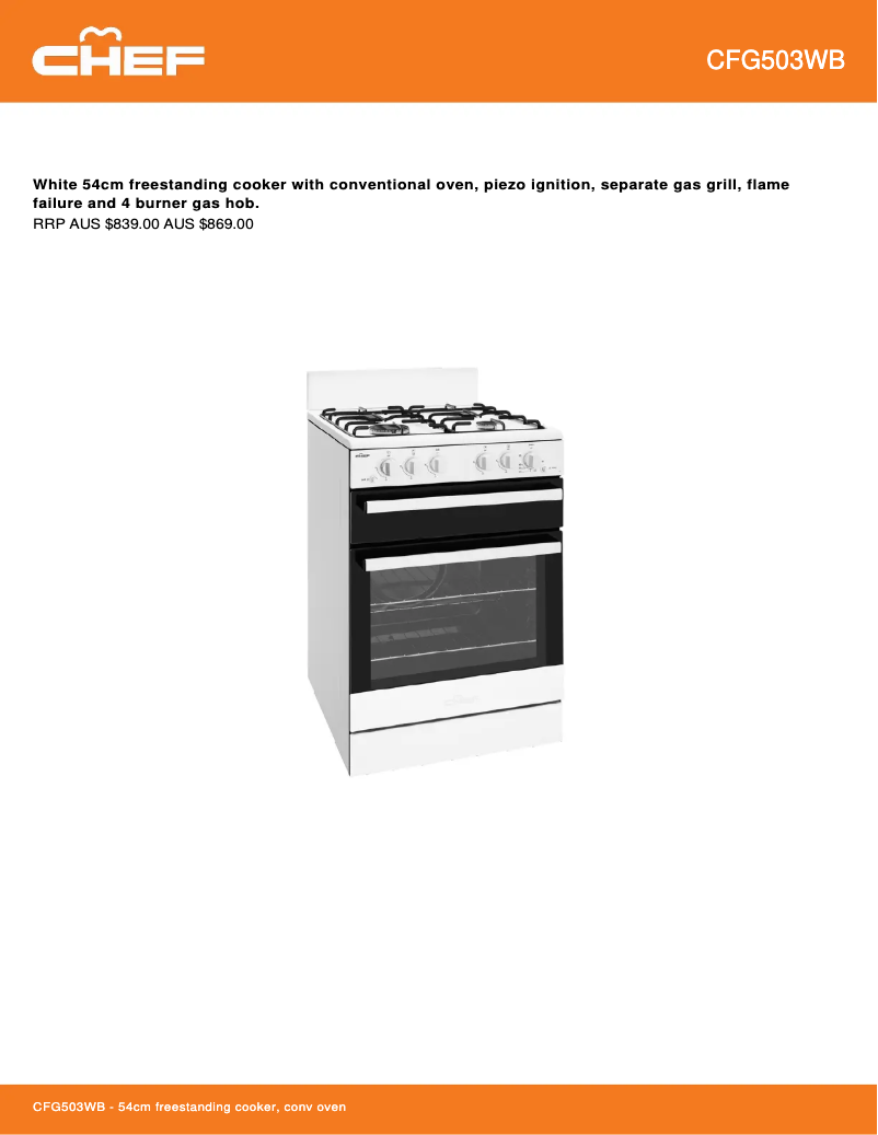 Imagen de la primera página del manual del dispositivo CFG503WB