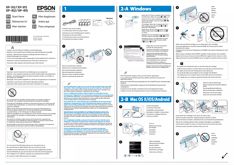 Page 1 de la notice Guide d'installation Epson XP-312 Expression Home