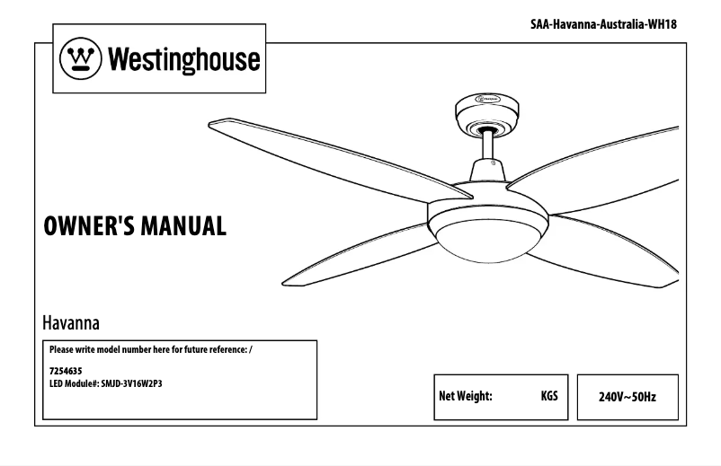 Page n°1 - Manuel utilisateur Westinghouse 7254635