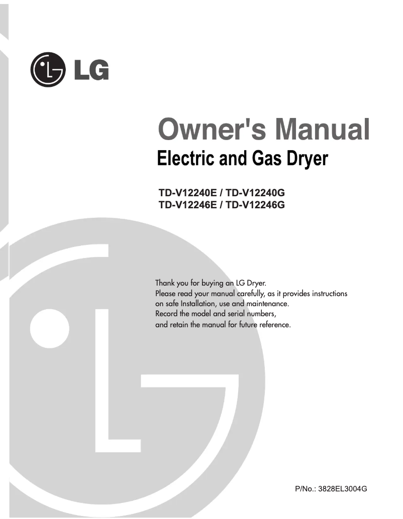 Page n°1 - Manuel utilisateur LG TD-V12240G