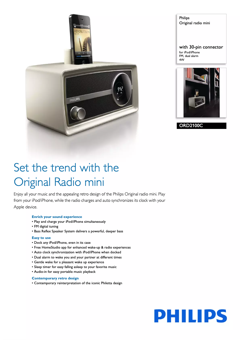 Página 1 del manual Folleto Philips ORD2100C