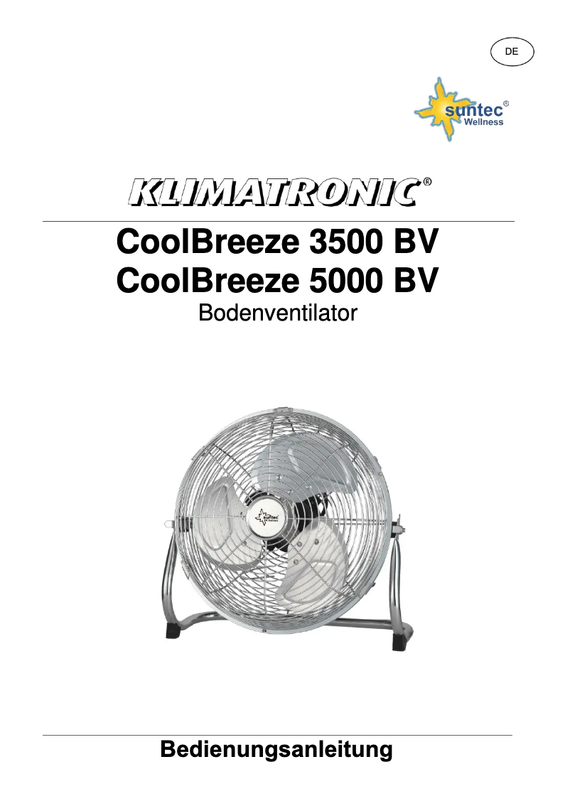 Page 1 de la notice Manuel utilisateur Suntec CoolBreeze 3500 BV