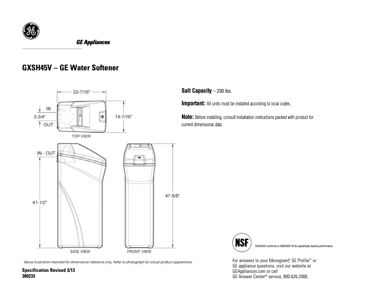 Image de la première page du manuel de l'appareil GXSH45V