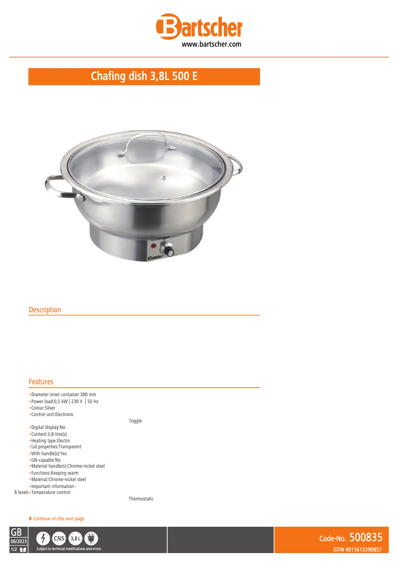 Image de la première page du manuel de l'appareil 500835