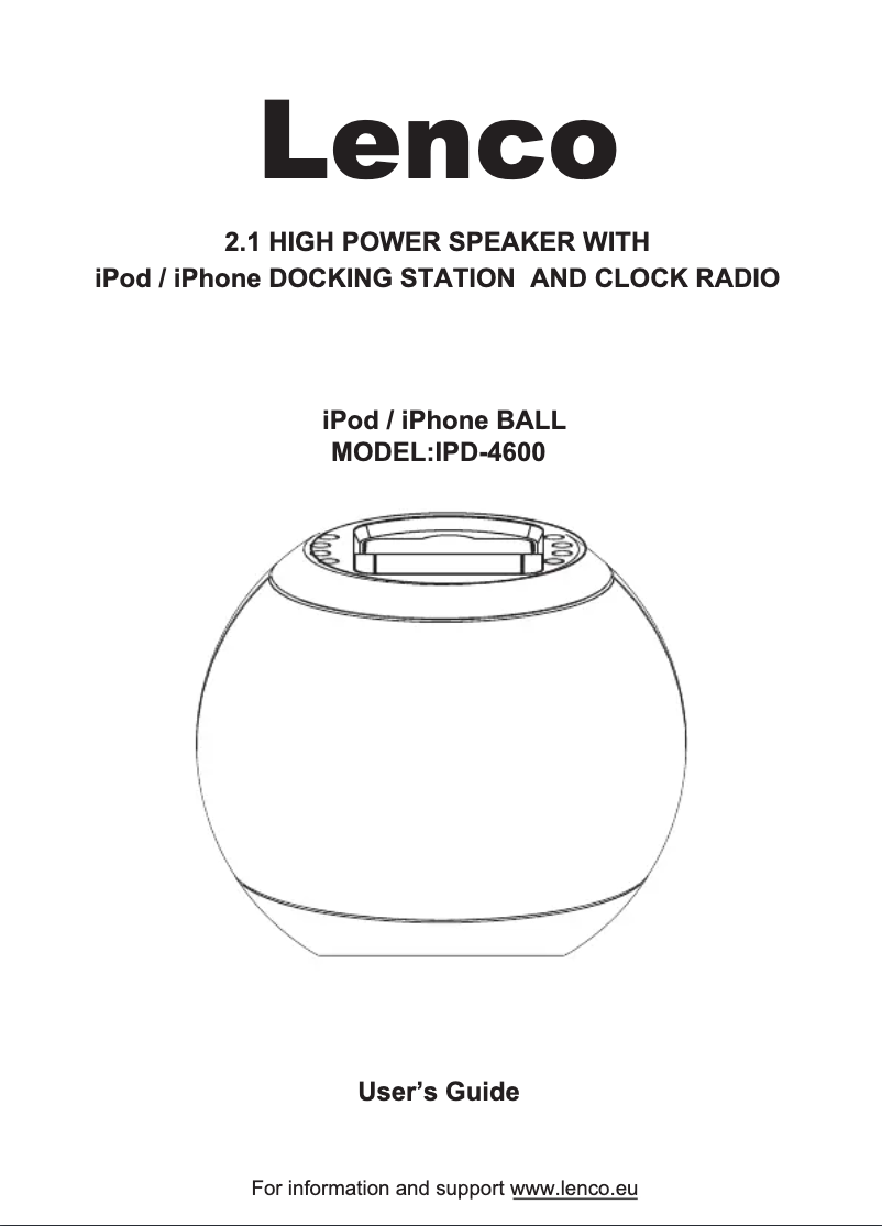 Page n°1 - Manuel utilisateur Lenco IPD-4600
