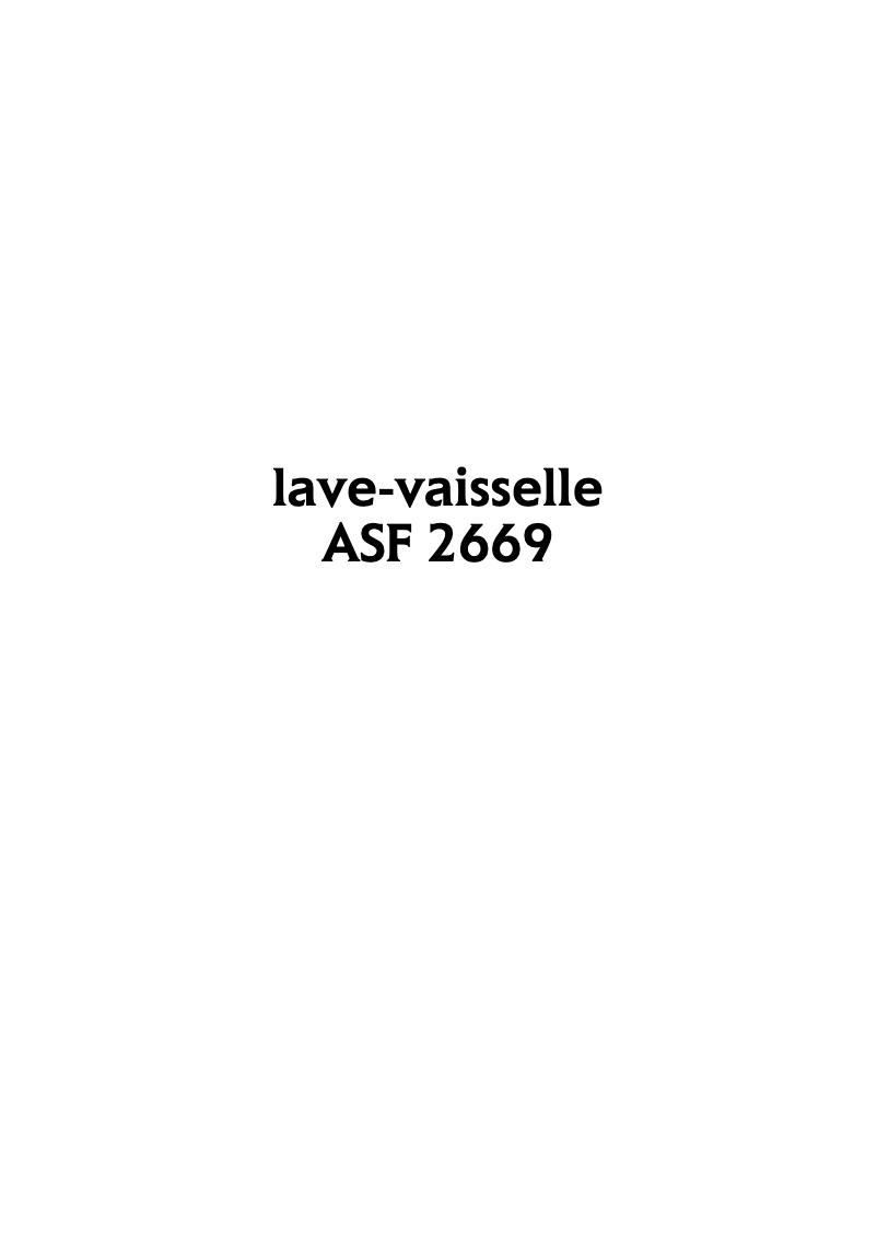 Image de la première page du manuel de l'appareil ASF 2669