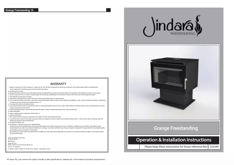 Page n°1 - Manuel utilisateur Jindara Grange