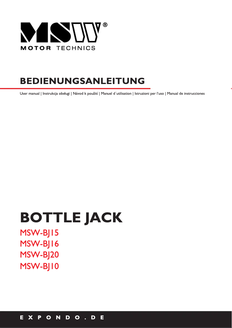 Image de la première page du manuel de l'appareil MSW-BJ16