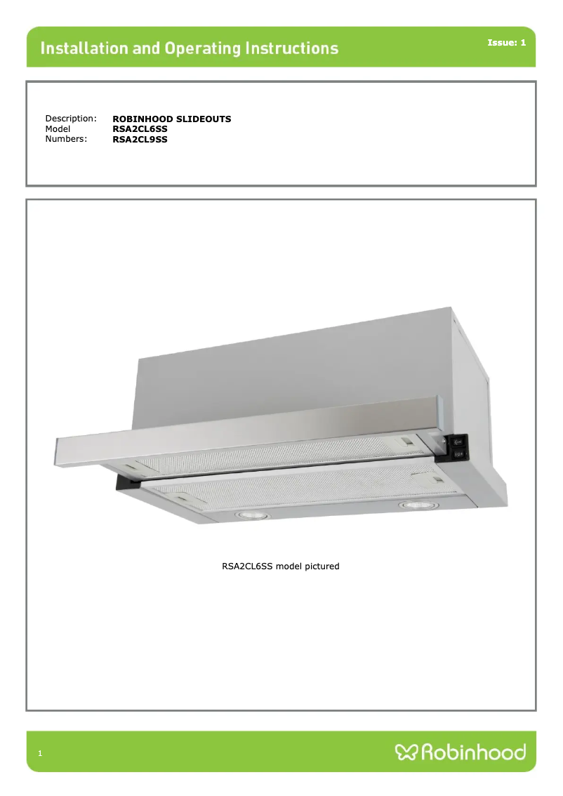 Página 1 del manual Instrucciones / montaje Robinhood RSA2CL9SS