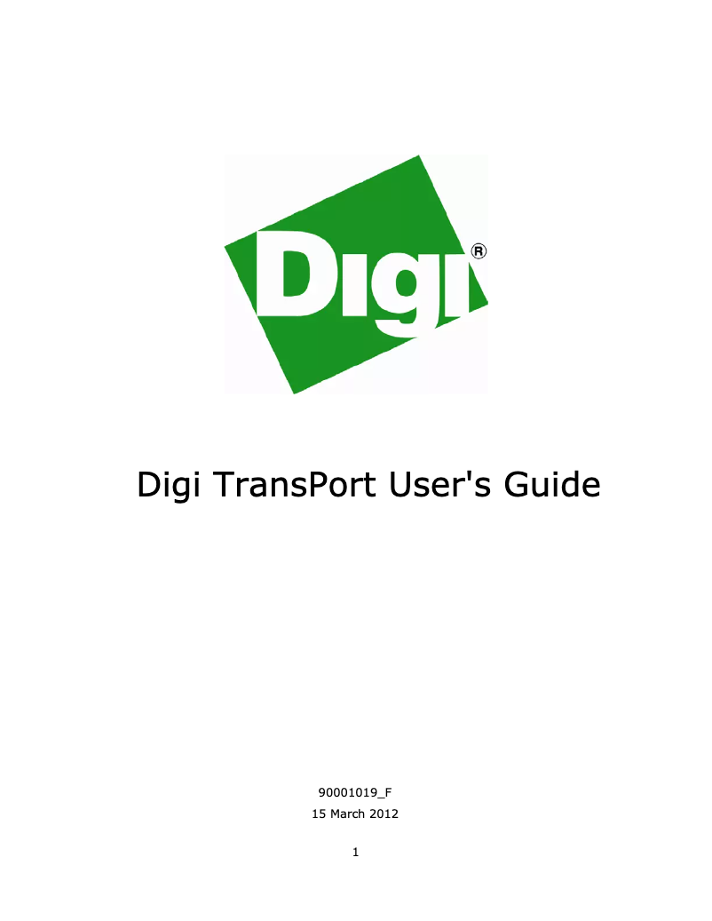Page 1 of the manual User Manual Digi TransPort SR44