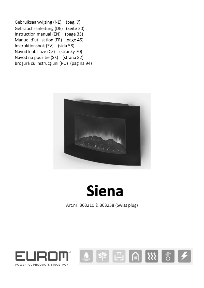 Page 1 of the manual User Manual Eurom Siena