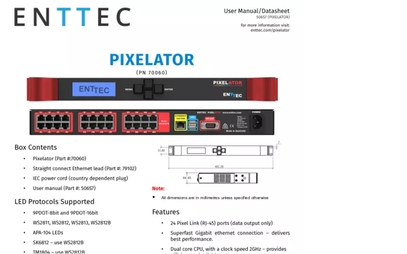 Page n°1 - Manuel utilisateur Enttec Pixelator 70060