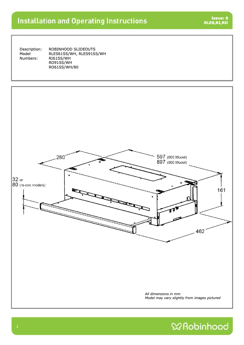 Página 1 del manual Manual de usuario Robinhood RLES91SS/WH