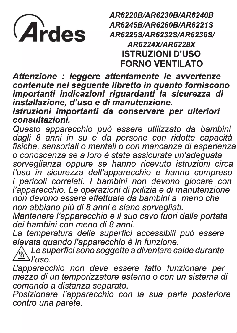 Page 1 de la notice Manuel utilisateur Ardes AR6221S