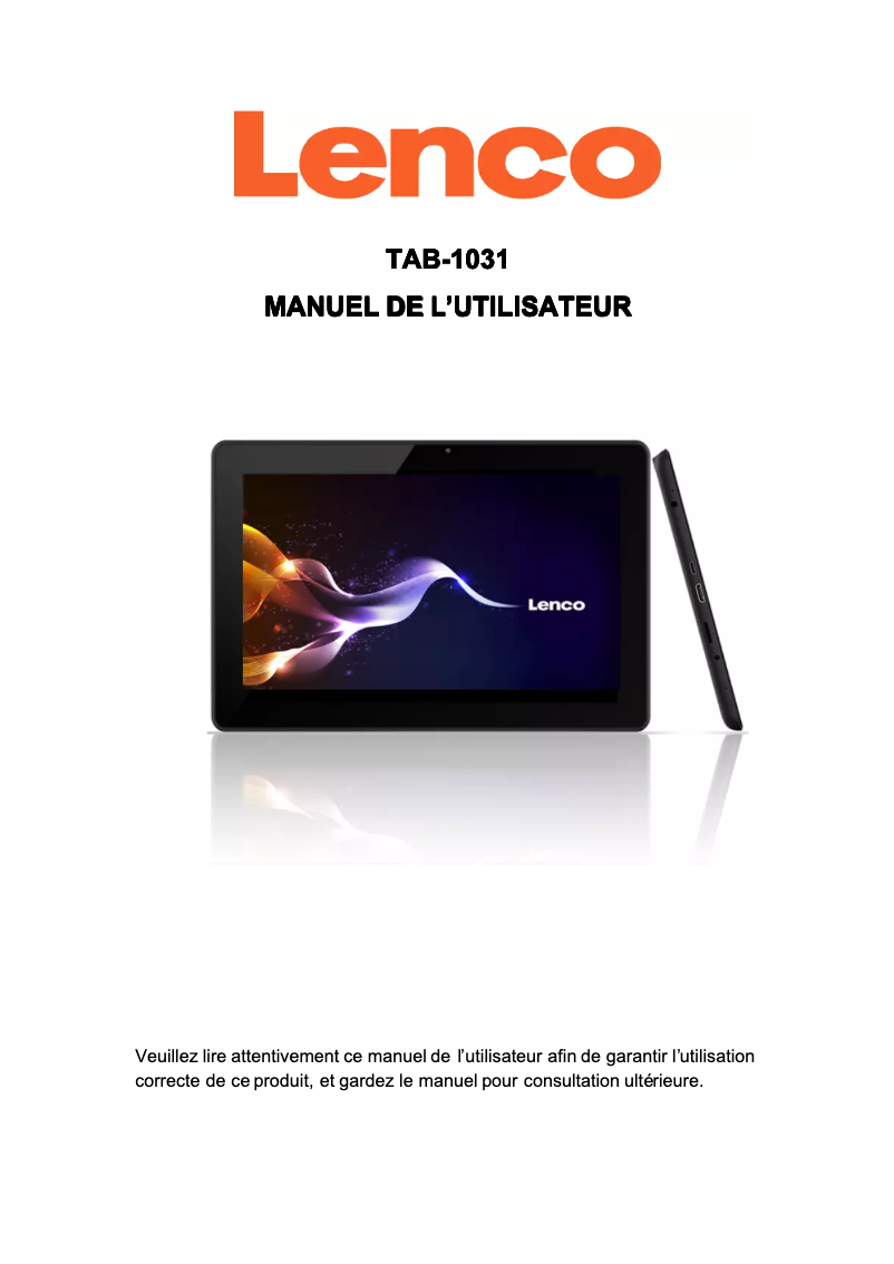 Image de la première page du manuel de l'appareil TAB-1031