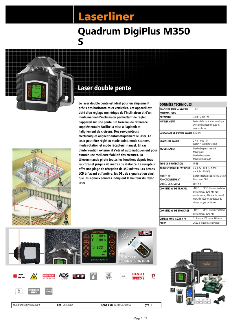 First page image of the manual for Quadrum DigiPlus M350 S