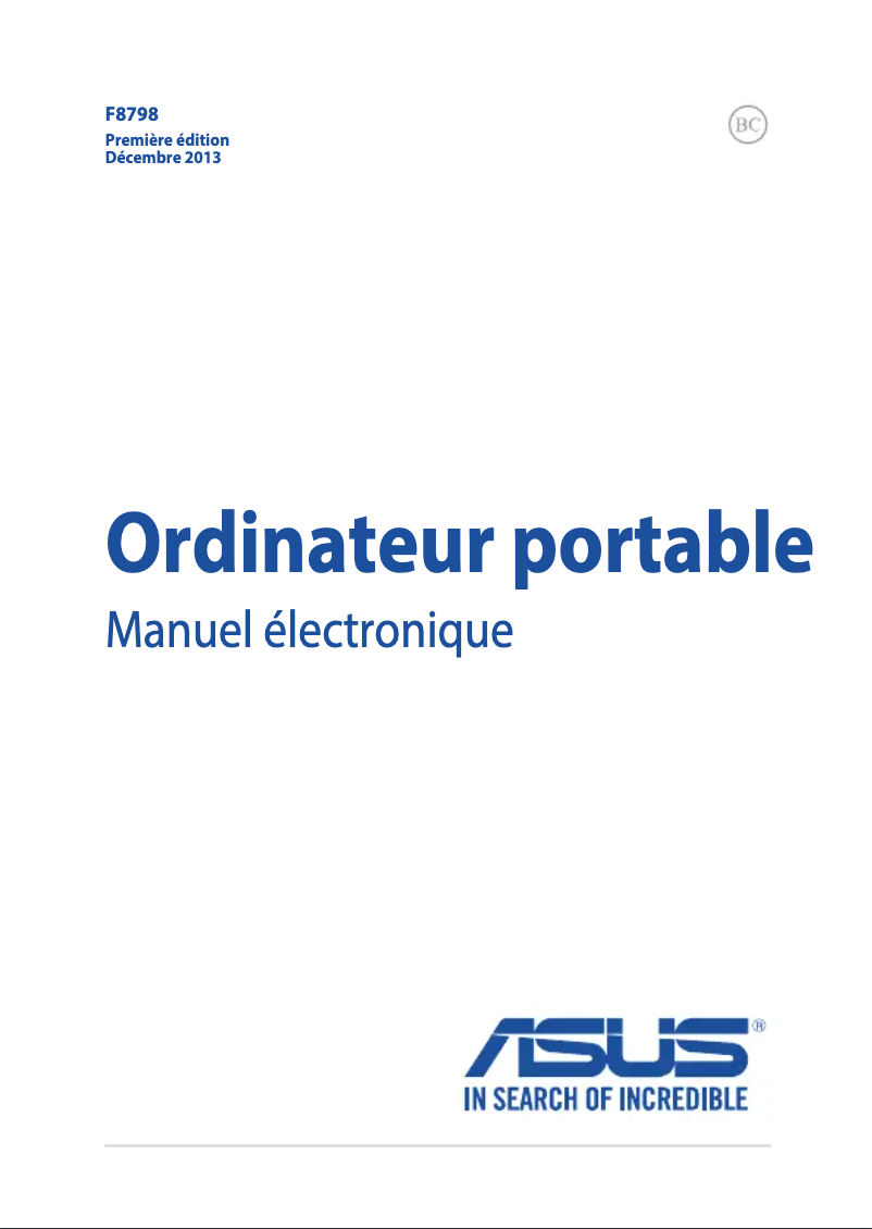 Page n°1 - Manuel utilisateur Asus X200MA