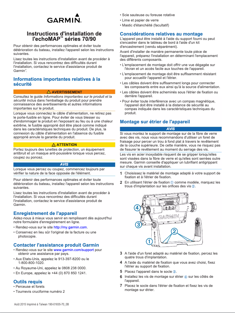 Page n°1 - Guide d'installation Garmin echoMAP 95sv