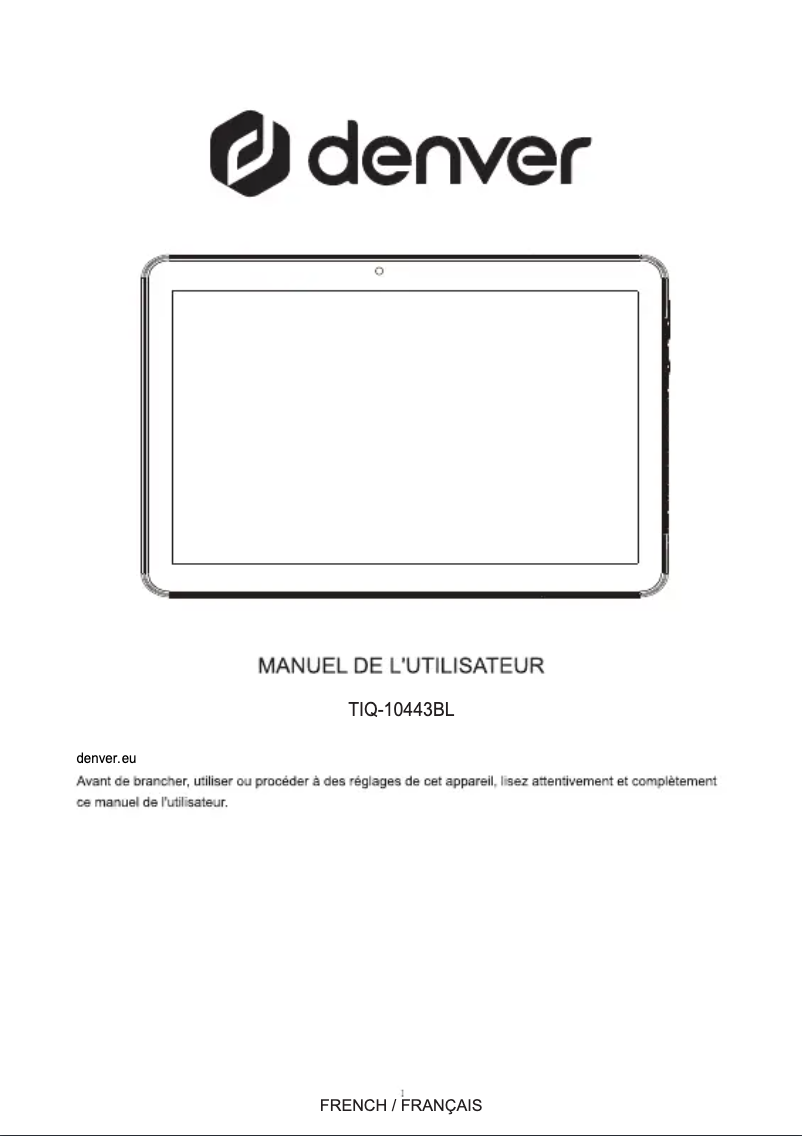 Page 1 de la notice Manuel utilisateur Denver TIQ-10443