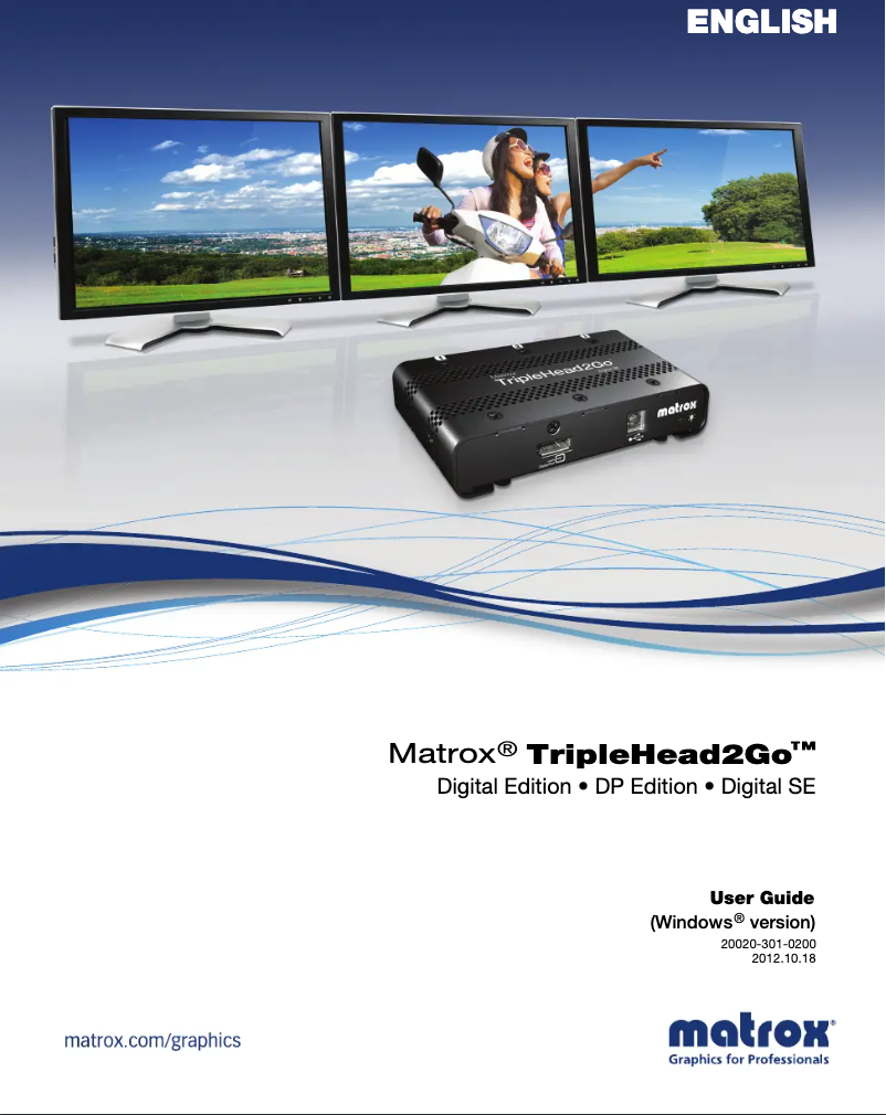 Page n°1 - Manuel utilisateur Matrox TripleHead2Go