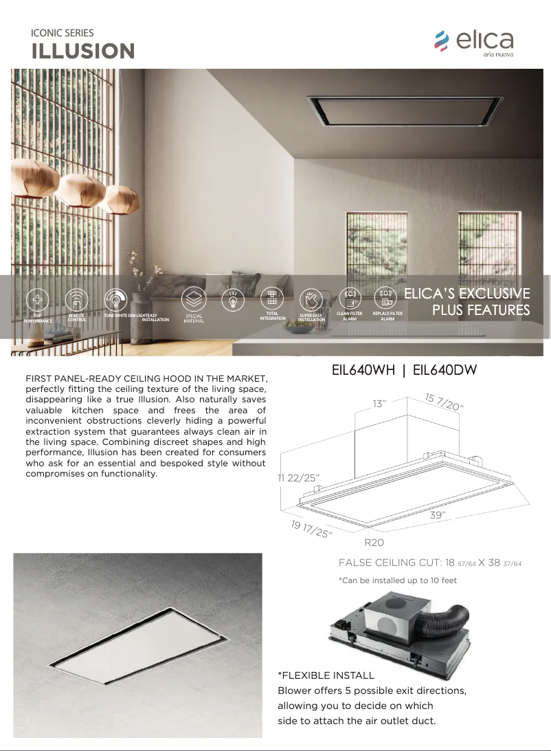 Page 1 de la notice Fiche technique Elica EIL640WH
