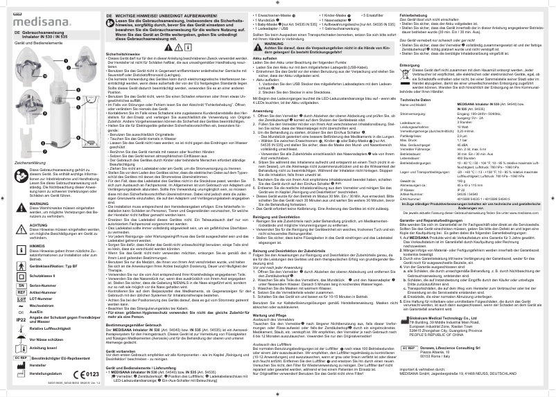 Page 1 de la notice Manuel utilisateur Medisana IN 530