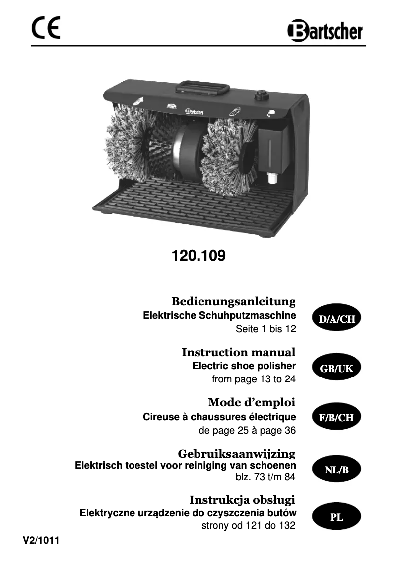 Page 1 de la notice Manuel utilisateur Bartscher 120109