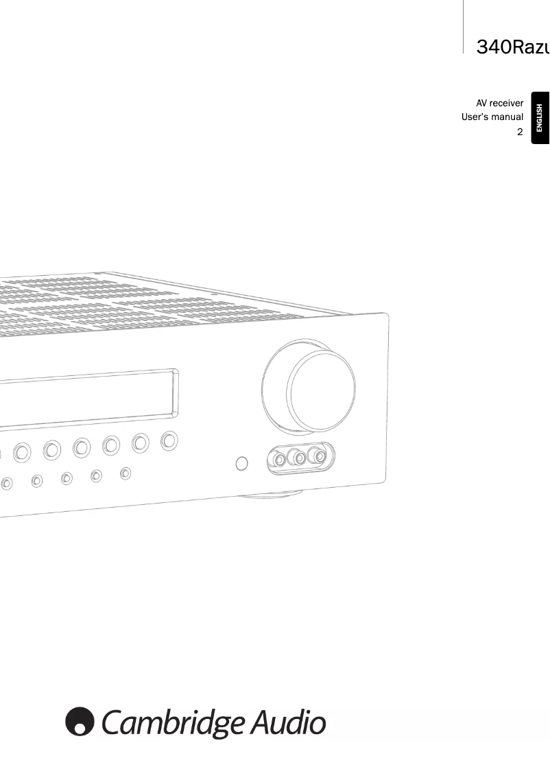 Page 1 de la notice Manuel utilisateur Cambridge Azur 340R