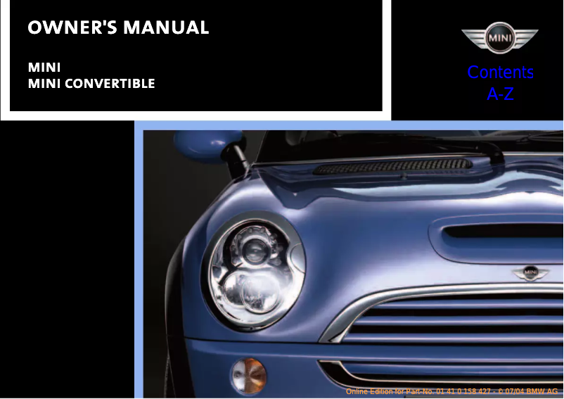 Page 1 de la notice Manuel utilisateur Mini Cooper Convertible (2004)