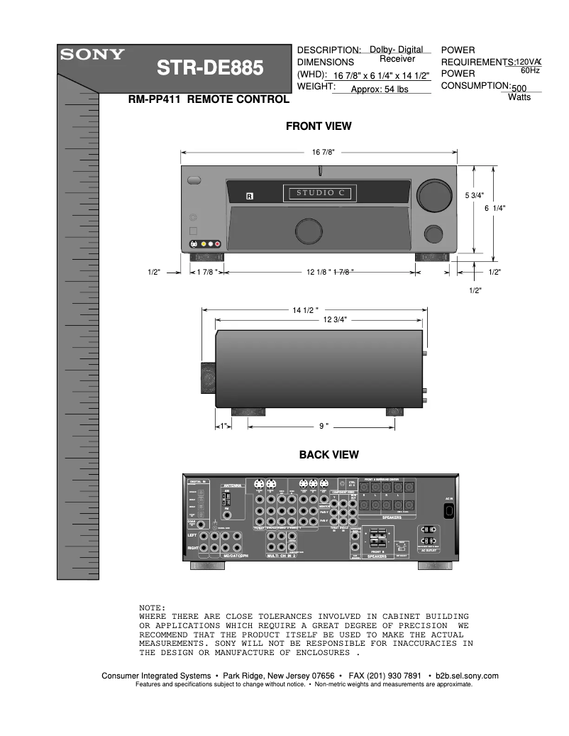 Image de la première page du manuel de l'appareil STR-DE885